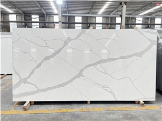 Modern White Calacatta Engineered Quartz Slabs