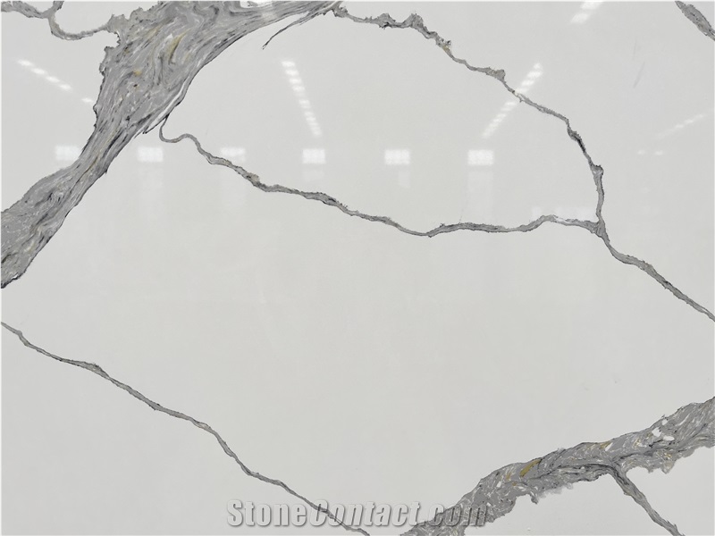 Modern White Calacatta Engineered Quartz Slabs