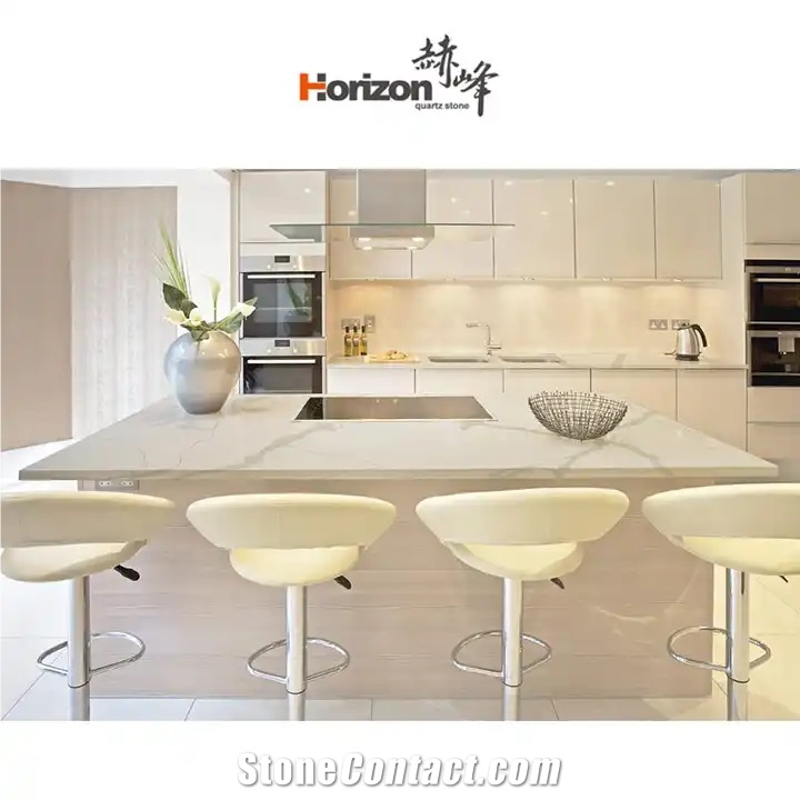 Modern White Calacatta Engineered Quartz Slabs