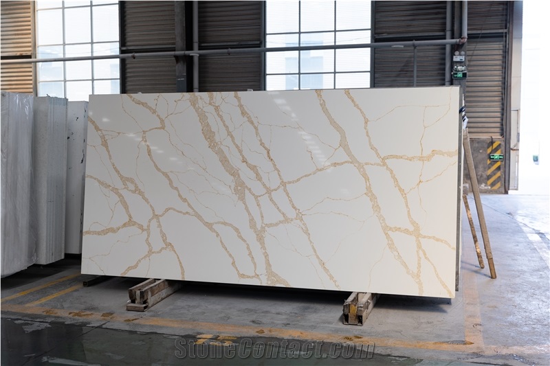 New Design Artificial Marble Look Calacatta Quartz Slabs