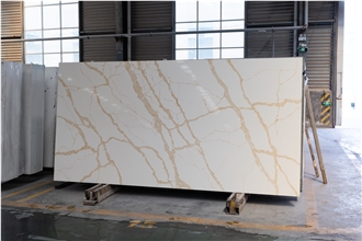 New Design Artificial Marble Look Calacatta Quartz Slabs