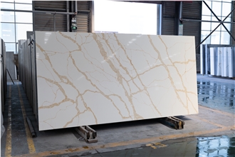 New Design Artificial Marble Look Calacatta Quartz Slabs