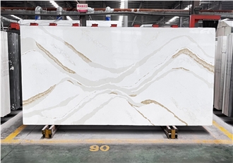 Popular Calacatta With Gold Veins Quartz Slabs