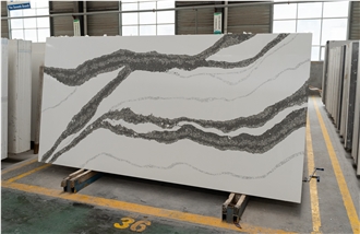 Quartz Calacatta Ribbon Pattern Quartz Slabs