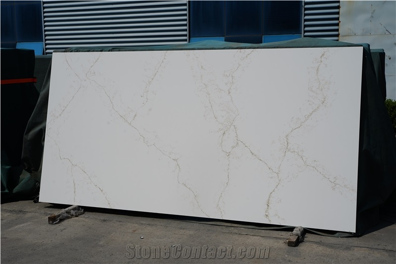 Quartz Carrara With Gold Veins  Artificial Carrara