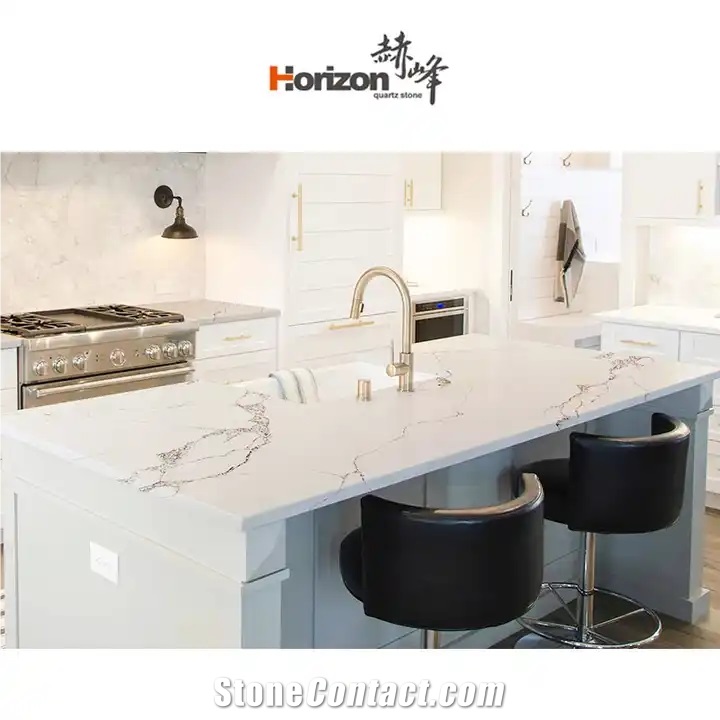 Quartz Carrara With Gold Veins  Artificial Carrara