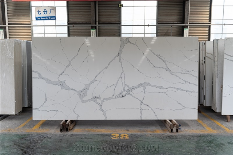 White Quartz Stone Calacatta For Kitchen Quartz Slabs