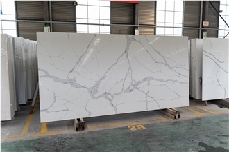 White Quartz Stone Calacatta For Kitchen Quartz Slabs