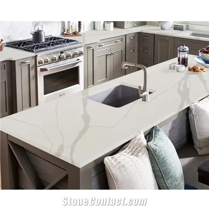 White Quartz Stone Calacatta For Kitchen Quartz Slabs
