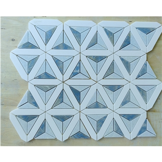 Azul Macaubas + White Marble Quartzite Mosaic Tiles