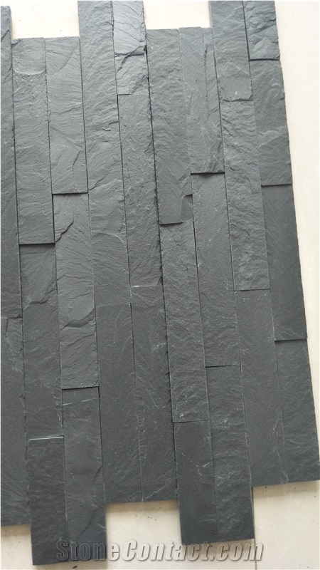Black Slate Stone Wall Cladding Panel Veneer