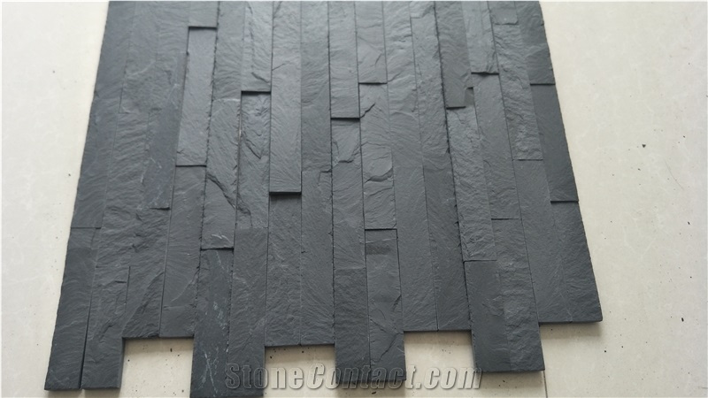 Black Slate Stone Wall Cladding Panel Veneer