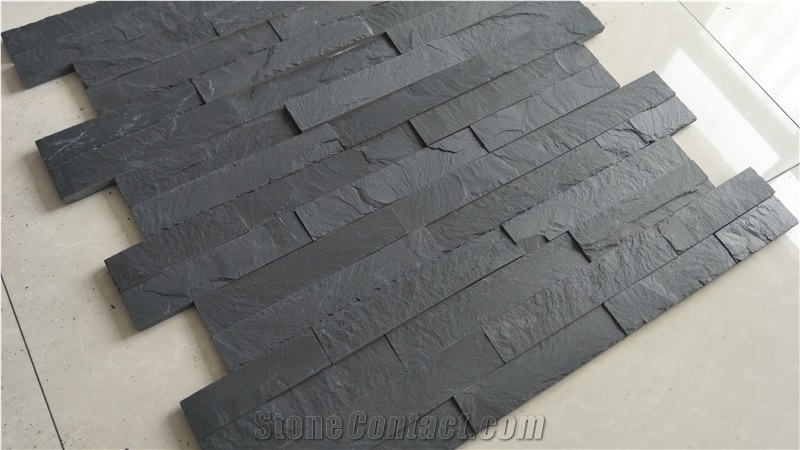Black Slate Stone Wall Cladding Panel Veneer