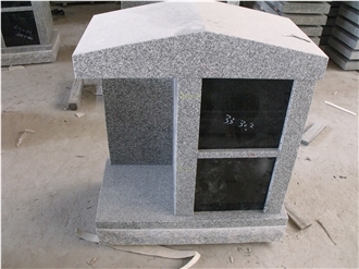 Light Grey Granite  2 Niche Columbarium With Black Door