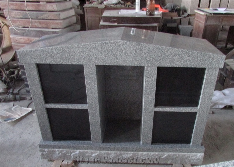 Light Grey Granite  2 Niche Columbarium With Black Door