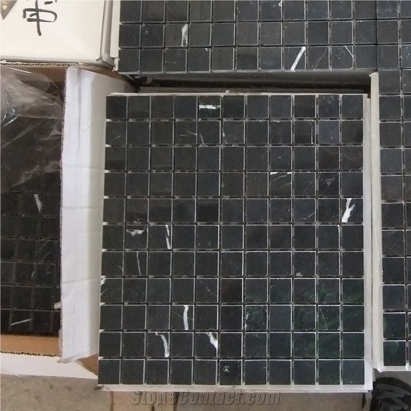 Nero Marquina Black Marble Square Wall Mosaic Tiles