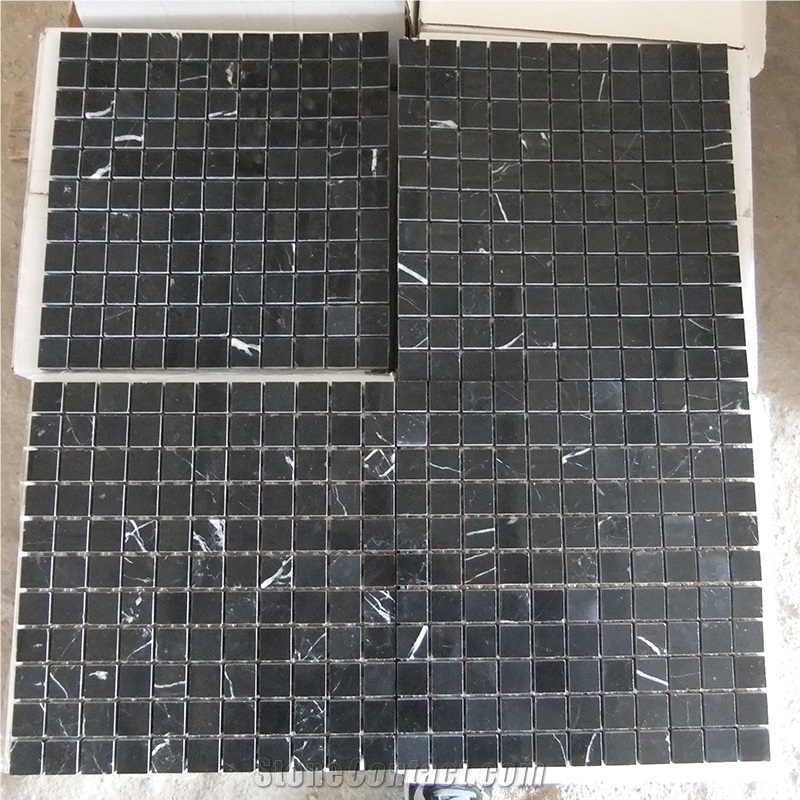 Nero Marquina Black Marble Square Wall Mosaic Tiles