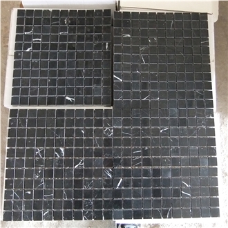 Nero Marquina Black Marble Square Wall Mosaic Tiles
