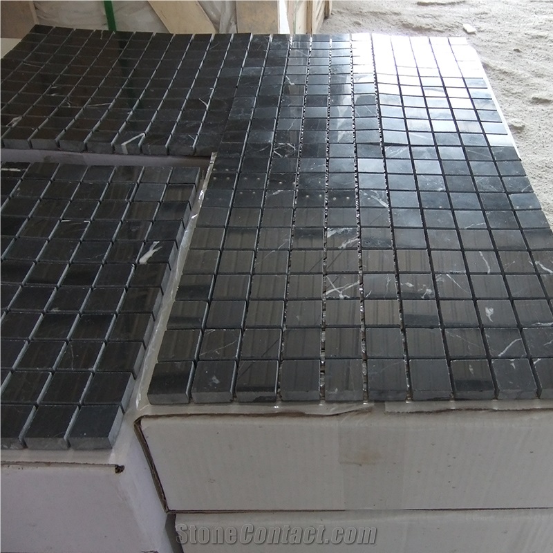 Nero Marquina Black Marble Square Wall Mosaic Tiles