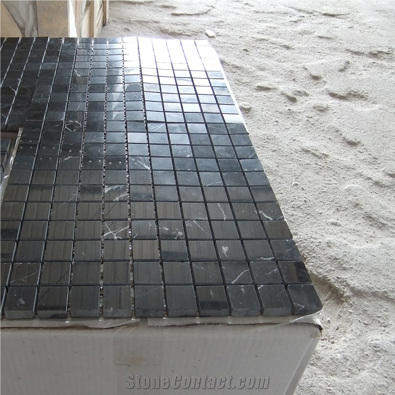 Nero Marquina Black Marble Square Wall Mosaic Tiles