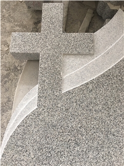 Romanian Gravestone In Light Grey Granite Stone