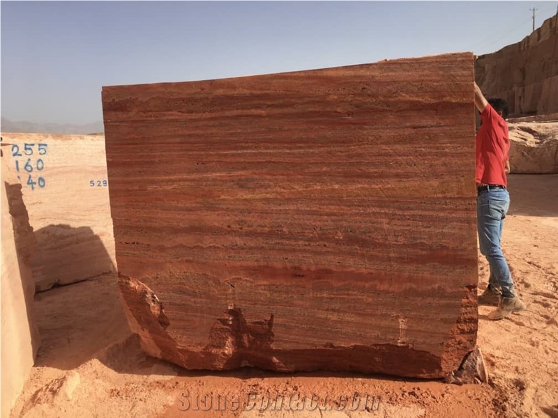Red Travertine Blocks