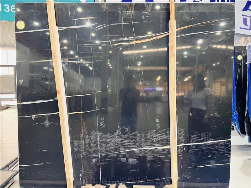 Aziza Black Sahara Marble Slab Tiles