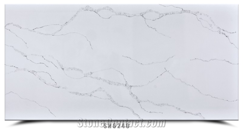 AQ6240 Artificial Calacatta Quartz Stone Slabs Decoration