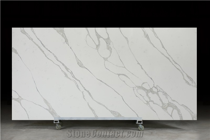 Classic Calacatta Quartz Slabs High Quality Engineered