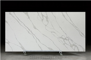 Classic Calacatta Quartz Slabs High Quality Engineered