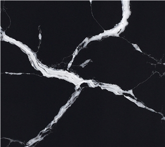 Nero Black Quartz Tiles Slabs Engineered AQ6217