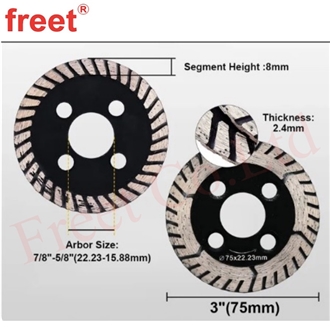 D75mm-150Mm Diamond Turbo Saw Blade For Porcelain Tile