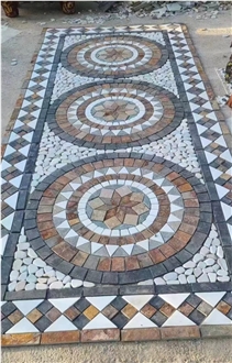 China Rustic Slate Floor Mosaic Medallions For Courtyard