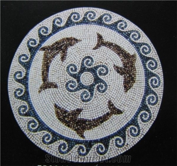 China Rustic Slate Floor Mosaic Medallions For Courtyard