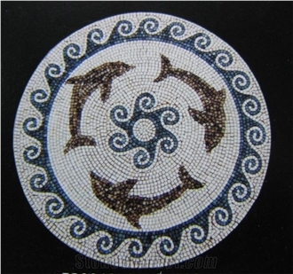 China Rustic Slate Floor Mosaic Medallions For Courtyard
