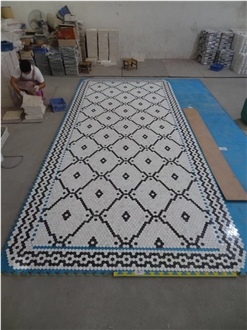 China Rustic Slate Floor Mosaic Medallions For Courtyard