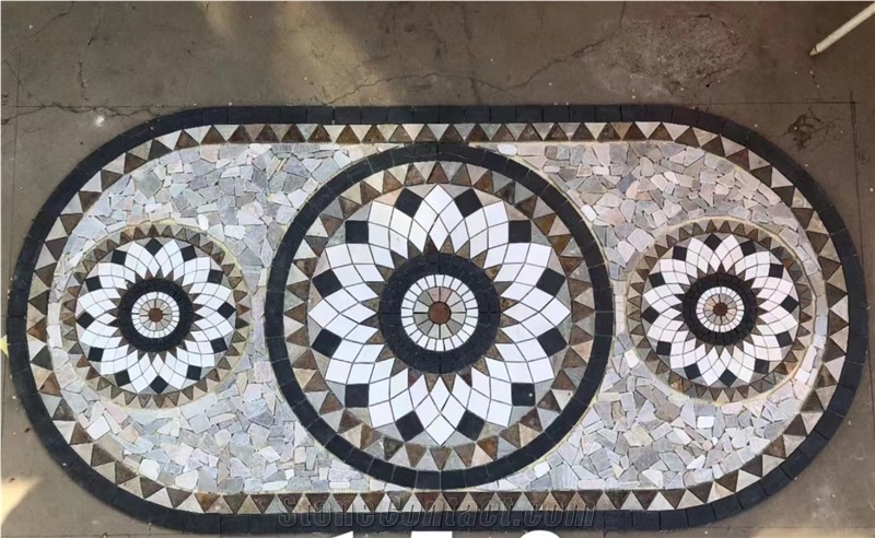 China Slate Mosaic Medallion For Courtyard Decoration