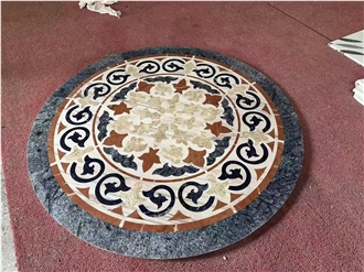 Crema Marfil And Emperador Inlaid Elevator Floor Medallions