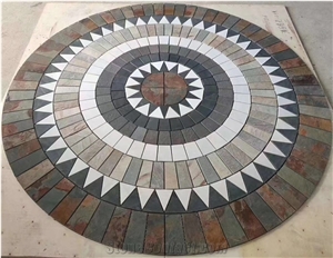 Flora Design China Green Slate Floor Mosaic Medallion