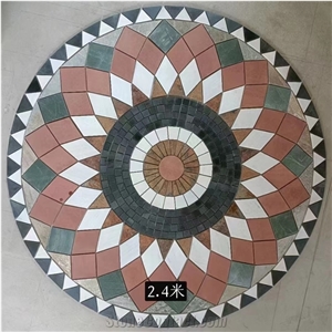 Flora Design China Slate Round Floor Mosaic Medallion