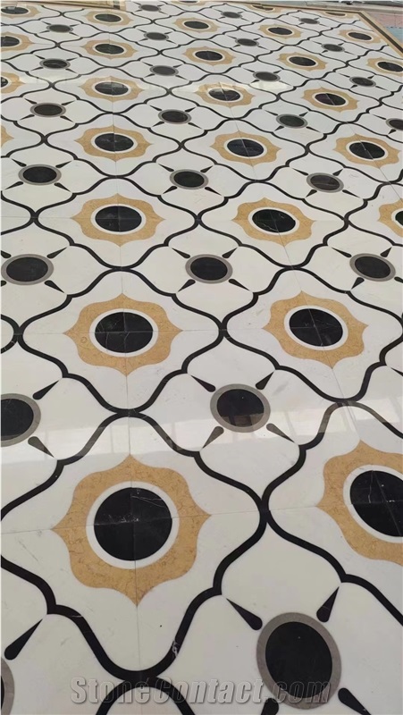 Flora Design Marble Waterjet Hallway Floor Medallion