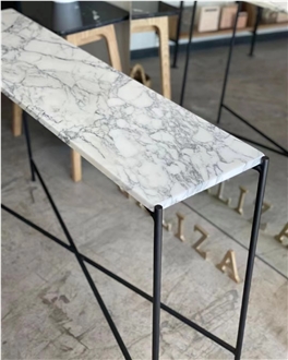 Marble Arabescato Top On Metal Base For Console Furniture Marble Arabescato Top On Metal Base For Console Furniture