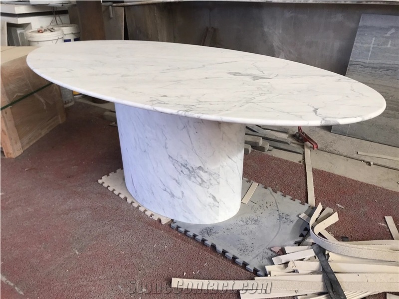 Marble Arabescato Top On Metal Base For Console Furniture