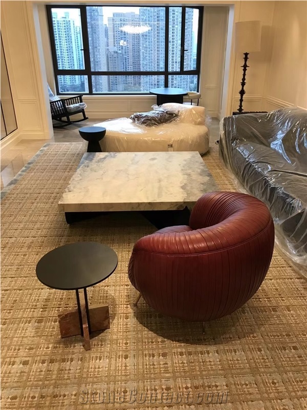 Marble Stands With Glass Top For Office Coffee Table