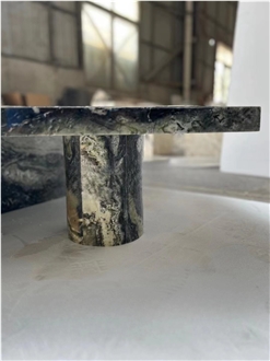 Marble Statuatio Oval Restaurant Dining Table For Hotel