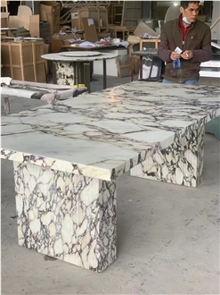 Marble Statuatio Oval Restaurant Dining Table For Hotel
