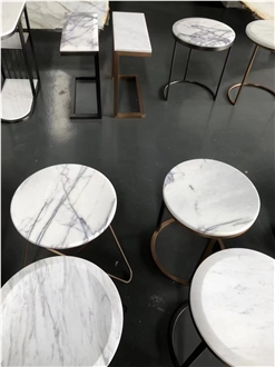 Milas Lilac Marble With Metal Base For Office Furniture, Coffee Tables