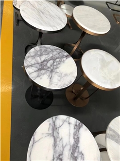 Milas Lilac Marble With Metal Base For Office Furniture, Coffee Tables