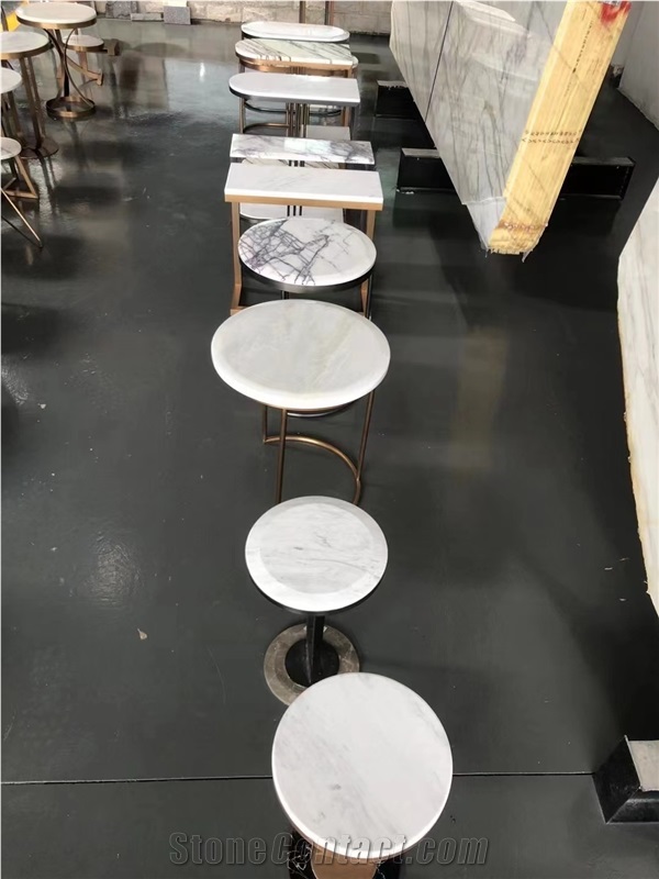 Milas Lilac Marble With Metal Base For Office Furniture, Coffee Tables