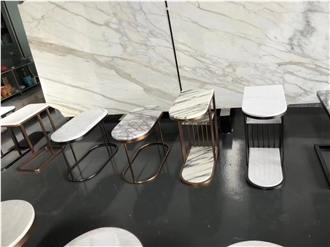 Milas Lilac Marble With Metal Base For Office Furniture, Coffee Tables
